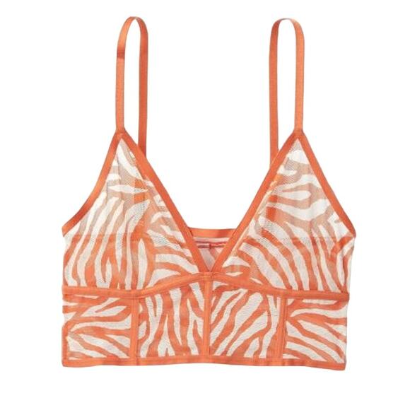 NWOT Auden Women's Mesh Longline Bralette Zebra Print Orange Large - Picture 1 of 3